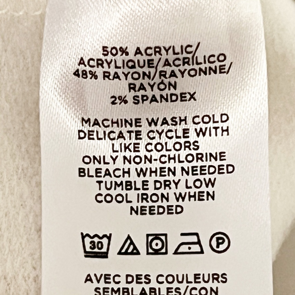 [Lou & Grey] Cream Dolman Crop Fleece Top Oversized Casual Crewneck Size XSmall - Picture 6 of 8